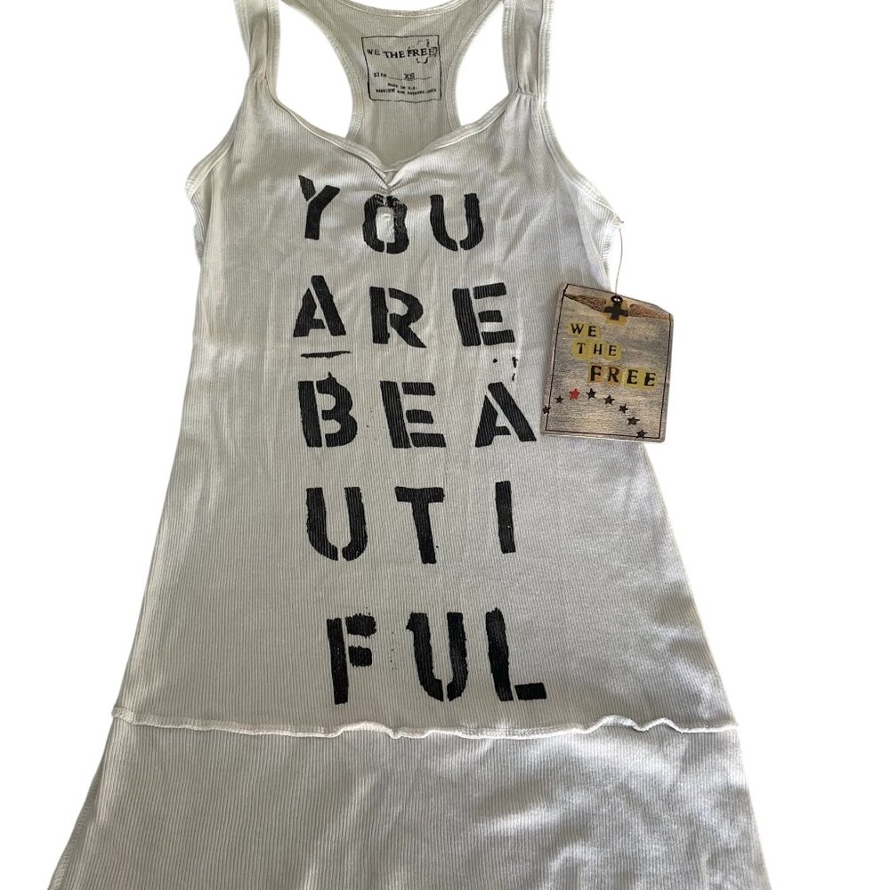 NWT NOS Rare Vintage We The Free Graphic Tank Y2K Style You Are Beautiful $48 XS